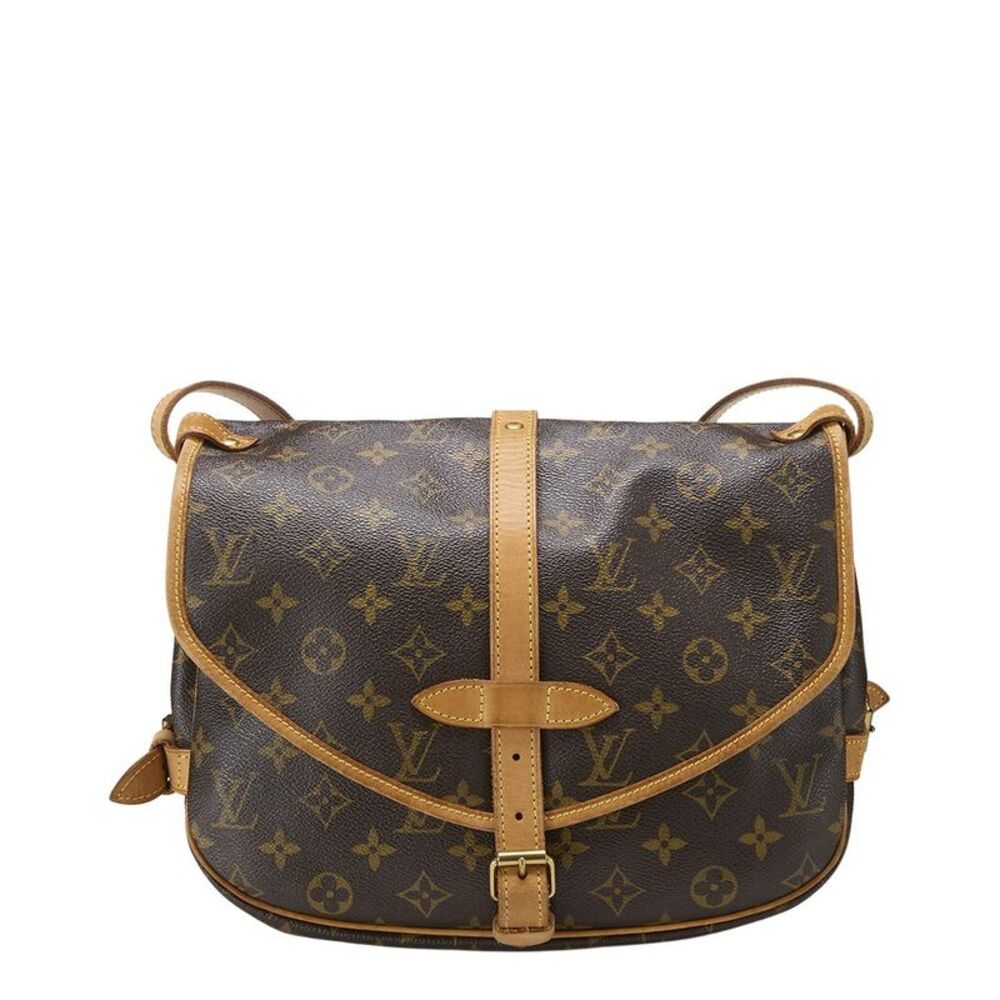 Louis Vuitton Brown Monogram Coated Canvas & Vachetta Leather Saumur 30